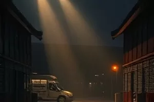 慢速列车剧照：绿皮车厢窗外不断后退的铁轨与田野
